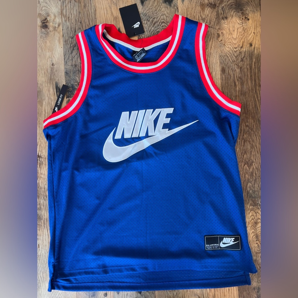 Nike Blue and Red Basketball Jersey